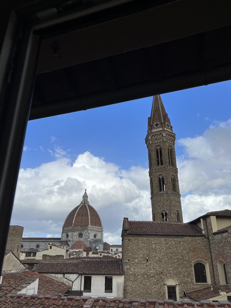 The dome and the Badia's campanile from the bell tower walkway
