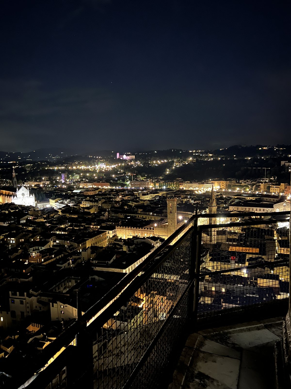 Florence at night from the top of the dome