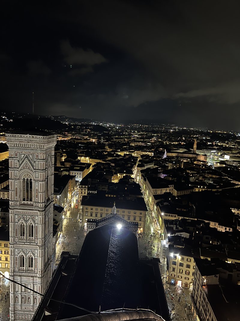 Giotto's campanile lit, from the lantern