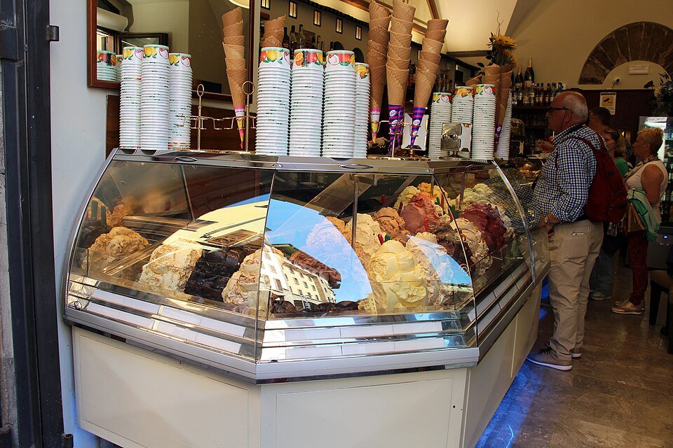 A gelateria display