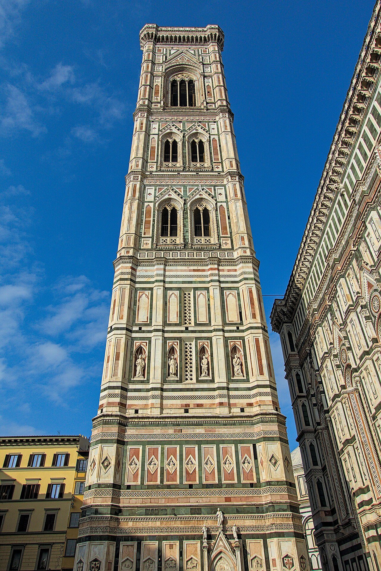 Low angle view of Campanile di Giotto, Florence, Italy
