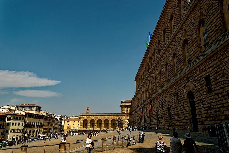 Firenze Florence Piazza de' Pitti View ENE on Palazzo Pitti 1466 by Luca Fancelli