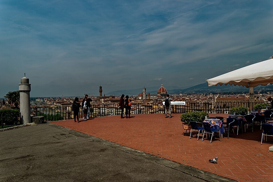 Firenze Florence Piazetto beneath Piazzale Michelangelo View NW