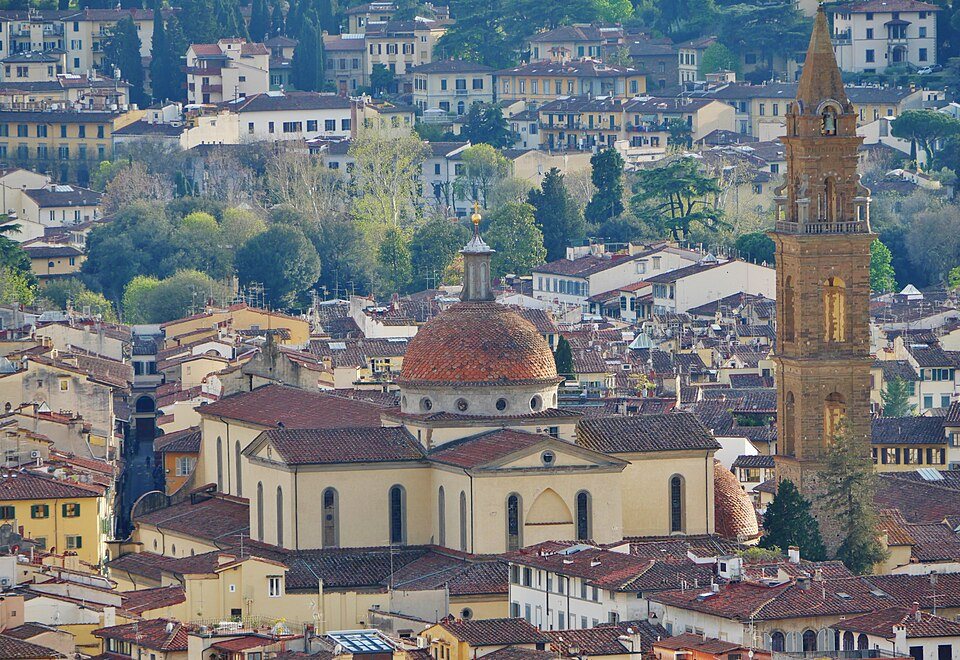 Firenze Campanile di Giotto Vista su la Basilica di Santo Spirito