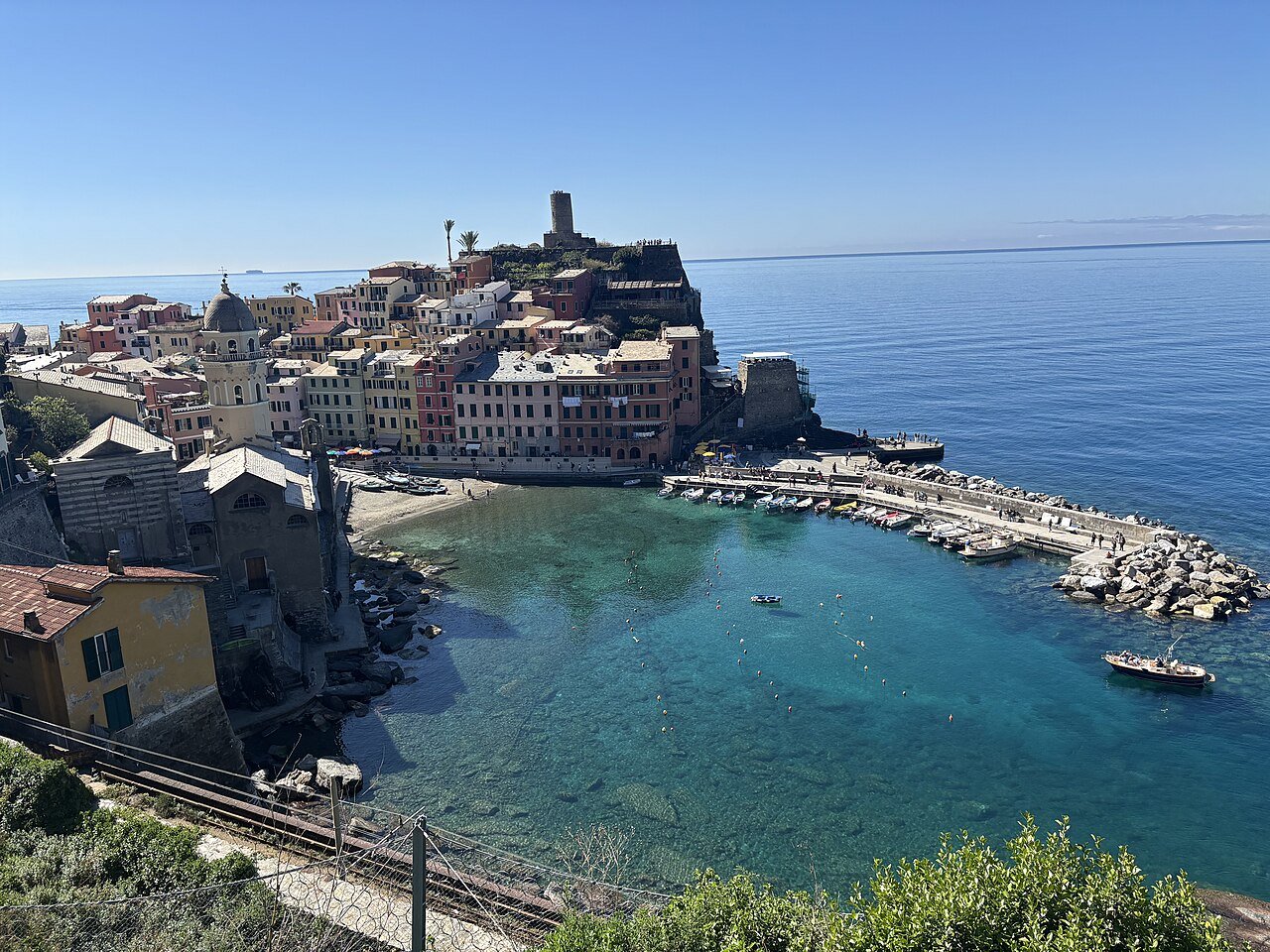 Vernazza harbour panorama, Cinque Terre, Liguria, Italy, April 2026